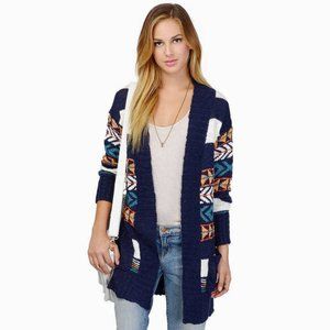 TOBI D'Lila Navy Aztec Print Cardigan